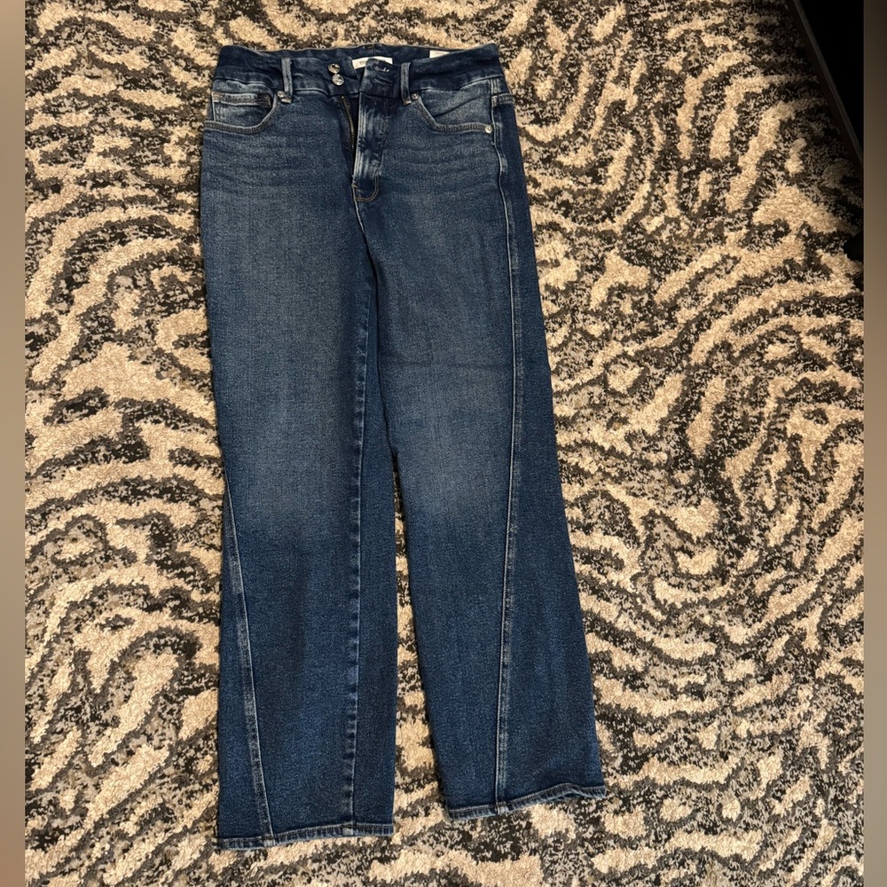 Good American Dark Blue Straight Leg Jeans